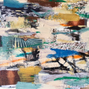 Nell Tilton, "Deliniation" 12x12 m:m:collage on board